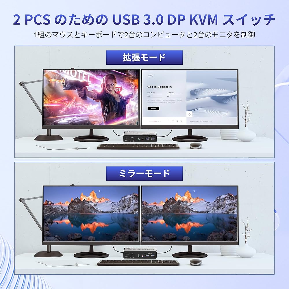 Amazon.co.jp: 8K@60Hz USB 3.0 DisplayPort KVM スイッチ